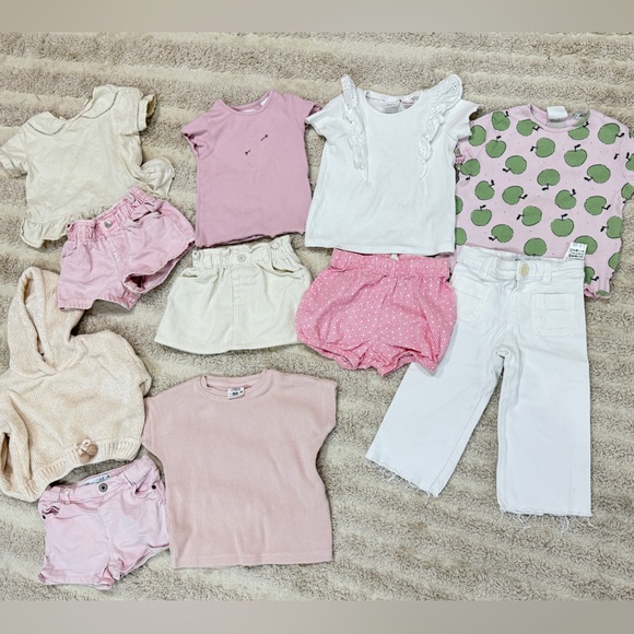 Zara Other - BUNDLE Zara Kids toddler girl set corduroy shorts tee sweater ribbed top ruffle